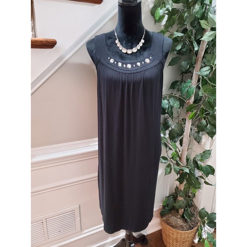 Michael Kors Women's Black Rayon Round Neck Sleeveless Knee Length Dress Size L